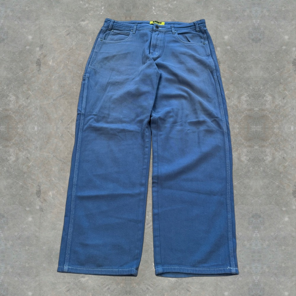 Butter Goods Baggy Skate Jeans Mens 34w Pants Blue Embroidered Squirrel